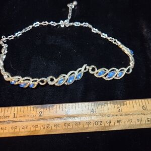 Vintage Avon Bracelet Diamond Cut Faux Blue Sapphire Stones Silver Tone